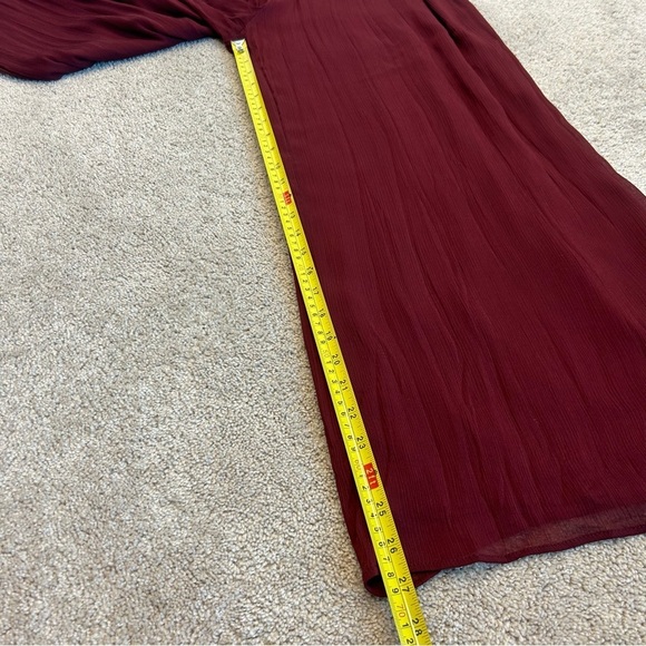Zara burgundy V-neck crisscross spaghetti strap wide leg jumpsuit Sz S NWT - Picture 13 of 16